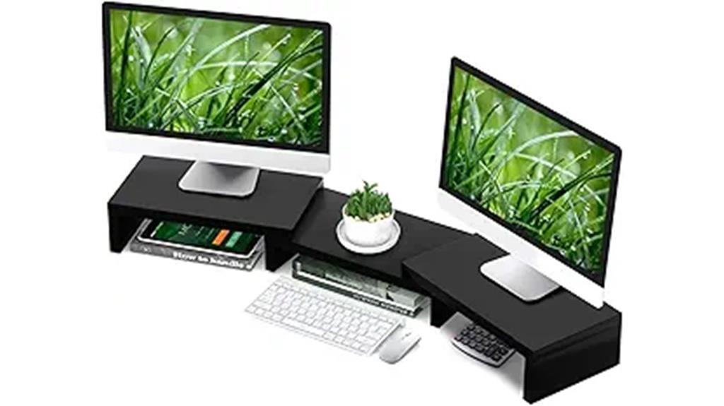 adjustable dual monitor riser