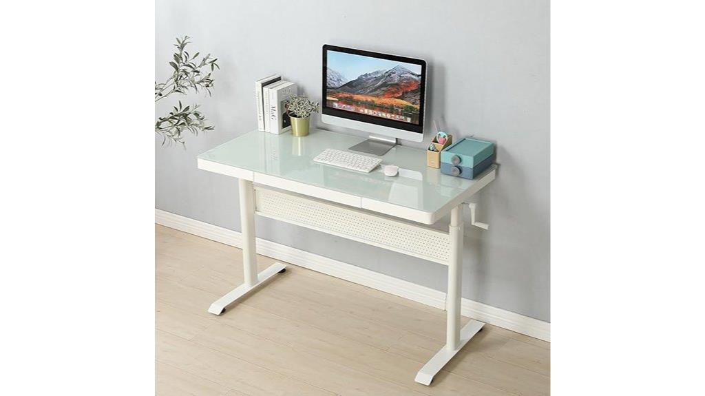 adjustable glass standing desk