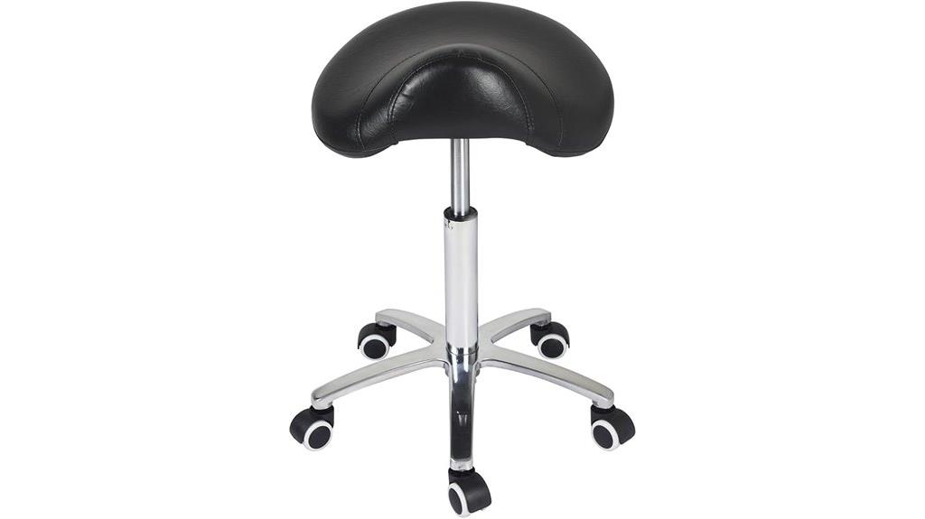 black saddle stool with wheels