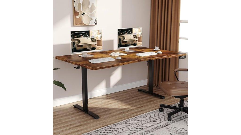 brown electric standing desk