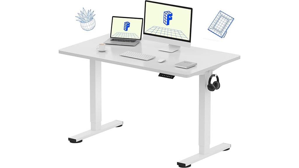 electric white adjustable desk
