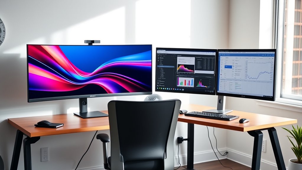 ergonomic space conscious monitor setup