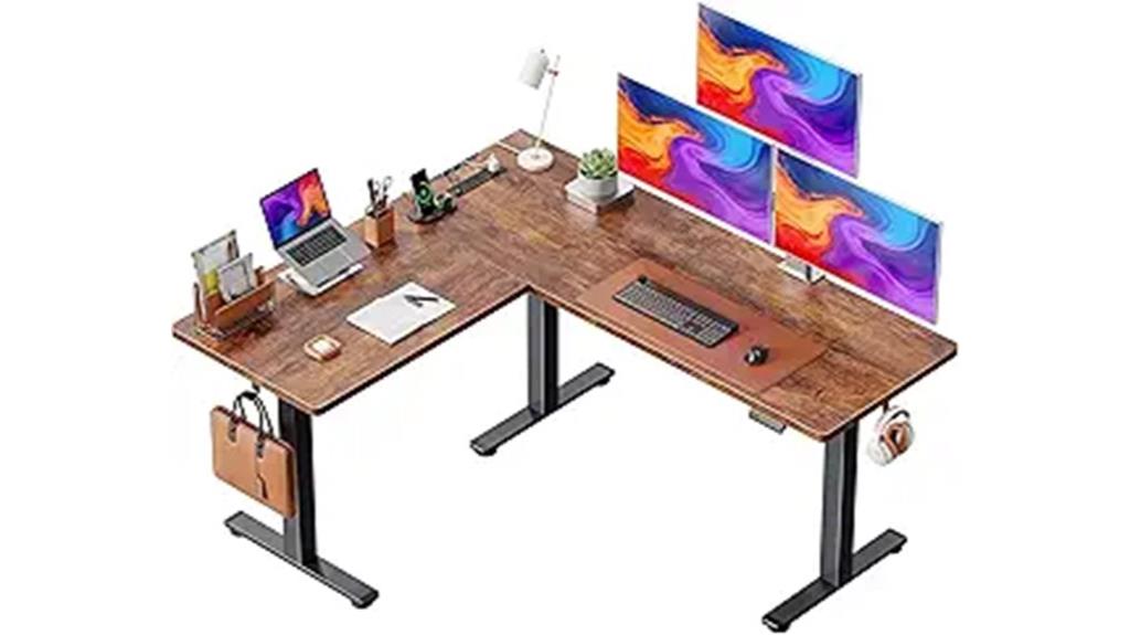 l shaped desk with outlets