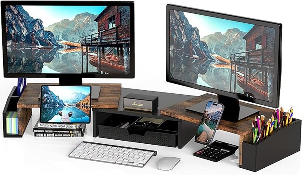 rustic brown dual monitor