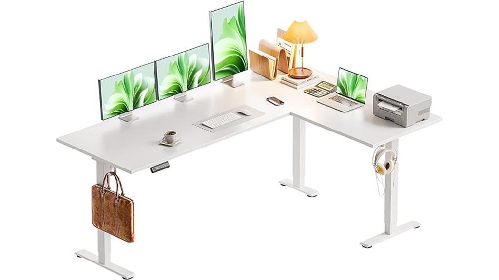 white l shaped standing desk