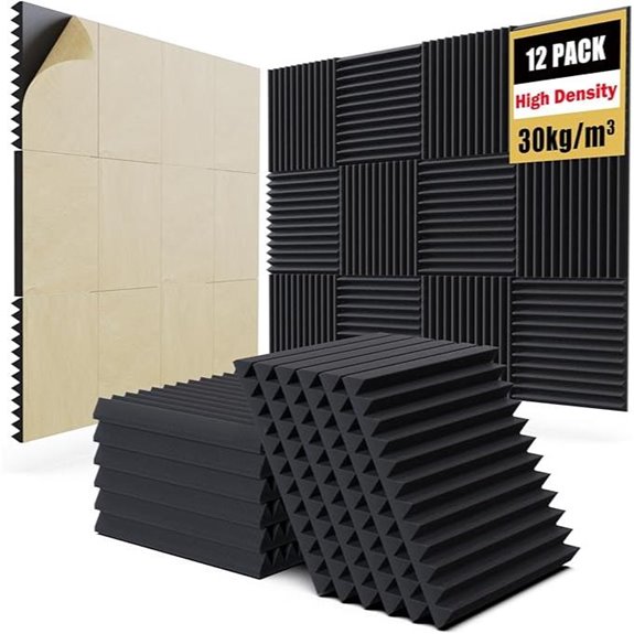 12-Pack Self-Adhesive Acoustic Foam Panels