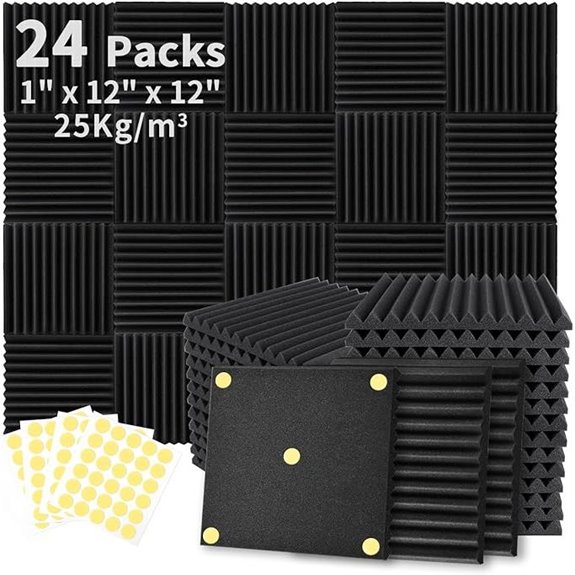 Focusound 24 Pack Acoustic Foam Panels for Soundproofing