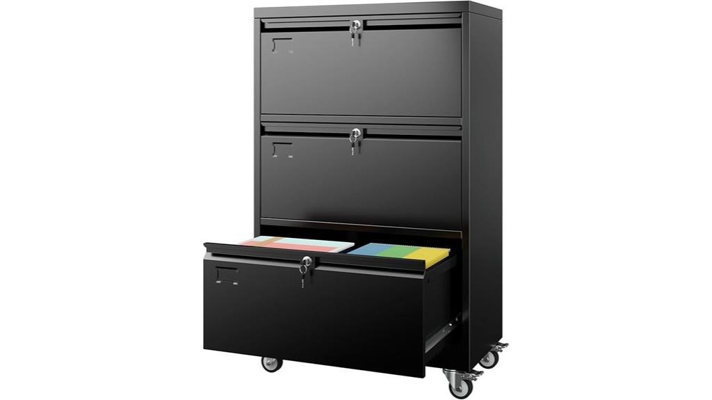 3 drawer mobile filing cabinet