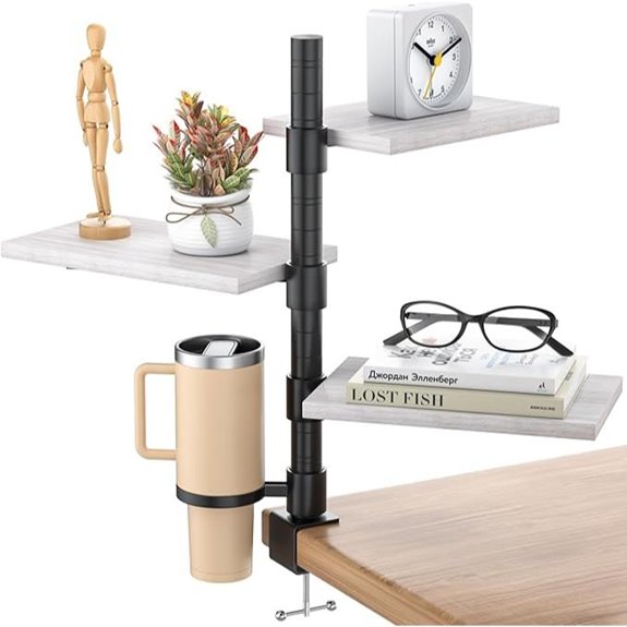 3-Tier Clamp Desk Shelf with Cup Holder