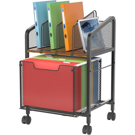 Rolling File Cabinet with Adjustable Dividers