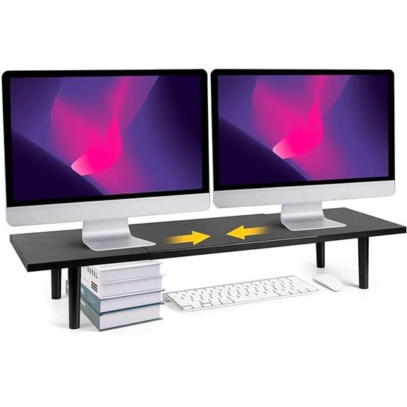 Dual Monitor Stand Riser for 2 Screens Adjustable Black