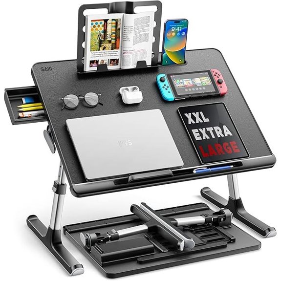 SAIJI Adjustable Laptop Bed Tray with Storage
