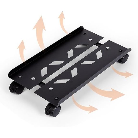 Adjustable Metal PC Tower Stand with Locking Wheels