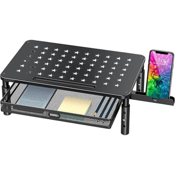 Zimilar Adjustable Monitor Stand with Drawer and Phone Holder