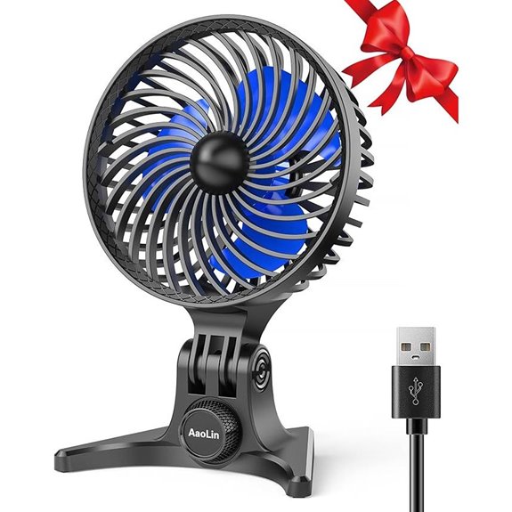 USB Desk Fan with Variable Speeds and Quiet Operation