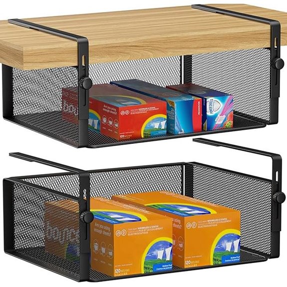 2-Pack Adjustable Under Shelf Basket Organizer