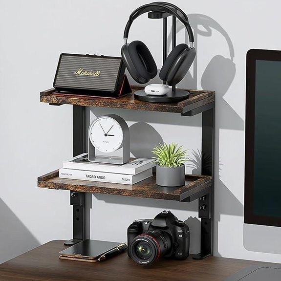 Expandable 2-Tier Clamp Desk Shelf for Office and Study