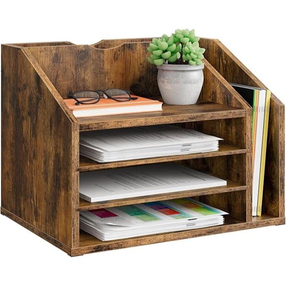 Wooden Desk Organizer with Adjustable Partitions