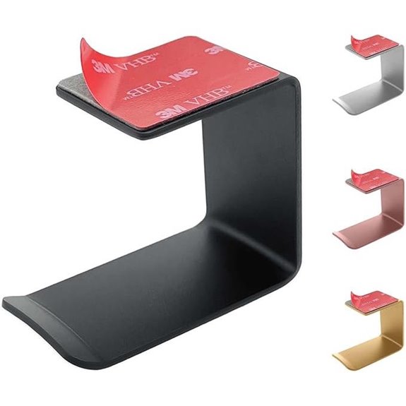 Aluminum Under-Desk Headphone Hook with Adhesive