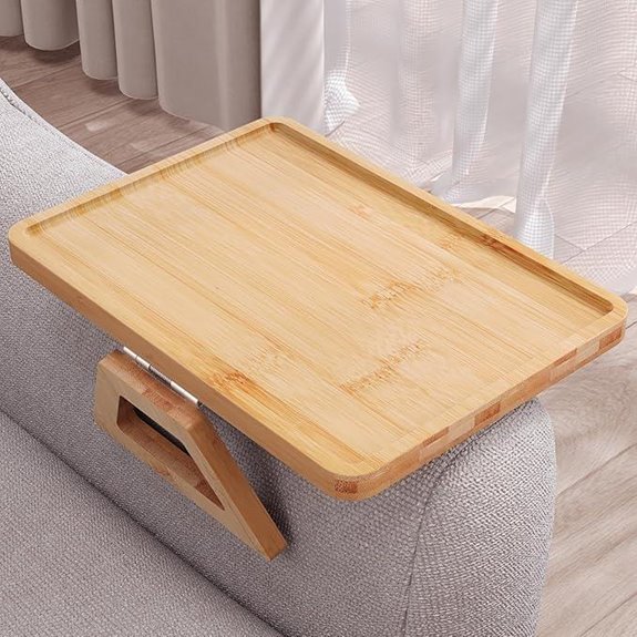Bamboo Couch Arm Tray for Drinks and Snacks