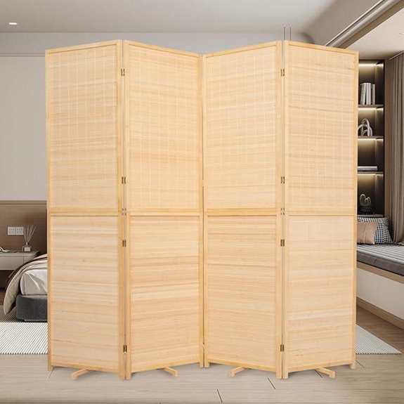 Bamboo Folding Privacy Screen Room Divider (4 Panels)