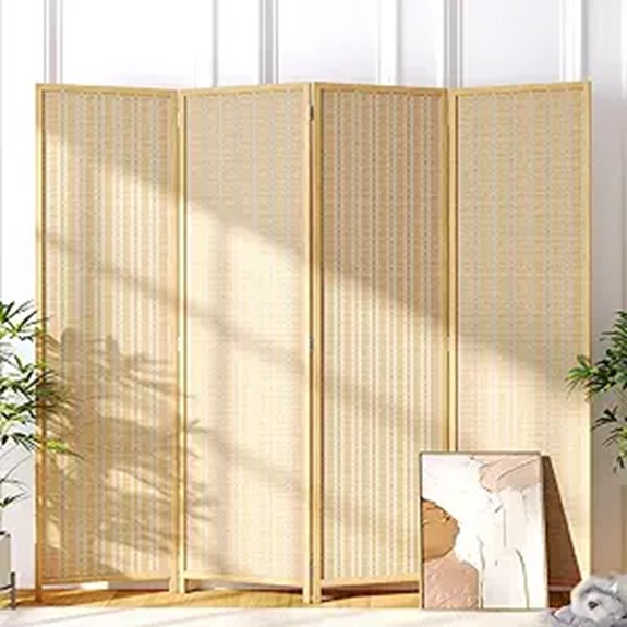 JOSTYLE 4-Panel Bamboo Room Divider 6 ft. Tall