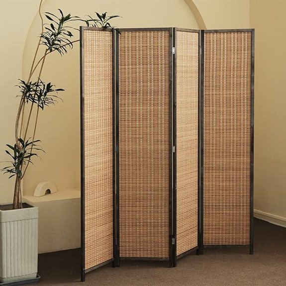 Bamboo 4-Panel Room Divider Screen 67 H x 61.4 W