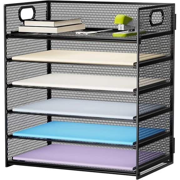 Marbrasse 6-Tier Mesh Letter Tray Organizer Black