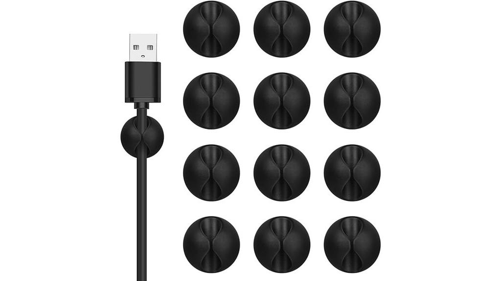 black adhesive cord clips