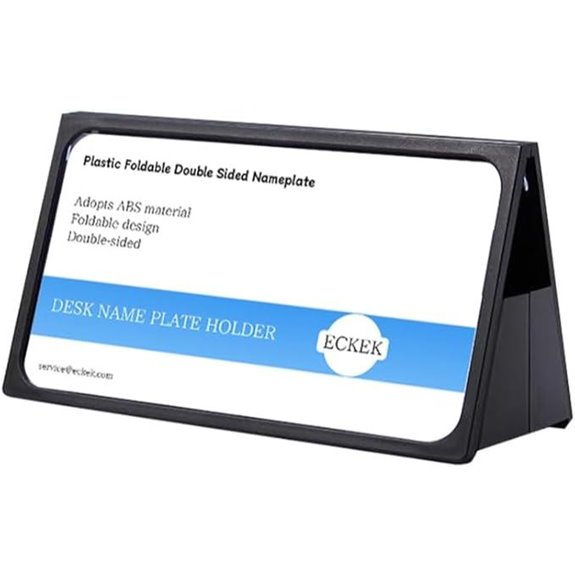 Foldable Plastic Desk Name Plate Holder (Black)