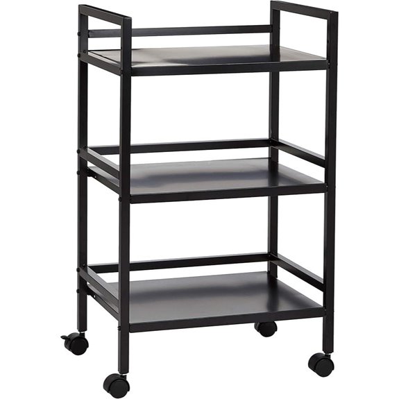 Amazon Basics 3-Tier Metal Rolling Cart Black