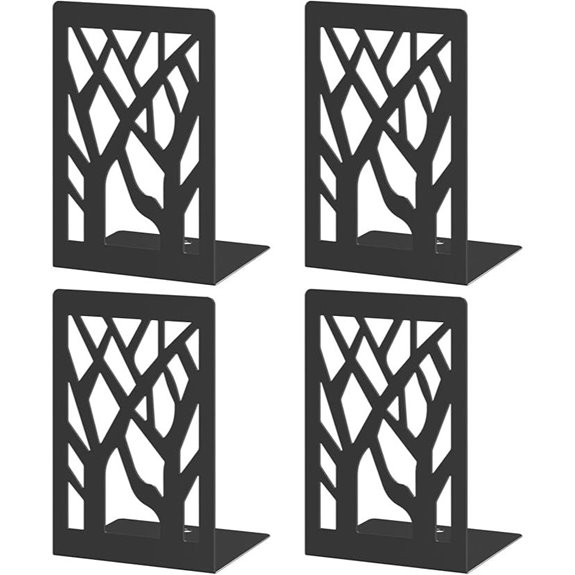 VFINE Metal Bookends Black Tree Non-Skid Desk Organizer