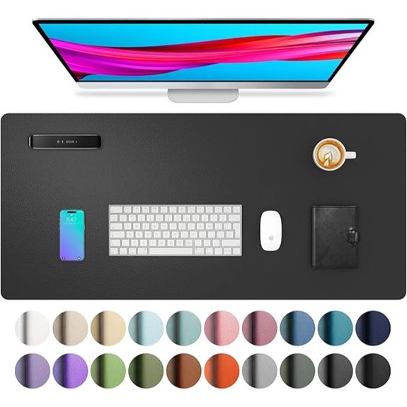 Aothia Leather Desk Pad Protector Non-Slip Waterproof Black