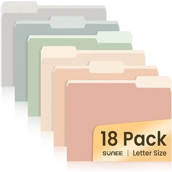 SUNEE 18 Pack Manilla File Folders in Pastel Colors
