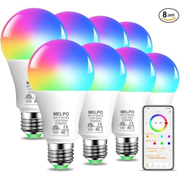 MELPO RGB Smart Light Bulbs with Music Sync (8 Pack)
