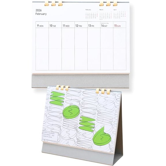 Small 2026 Weekly Desk Calendar with Ring Binding
