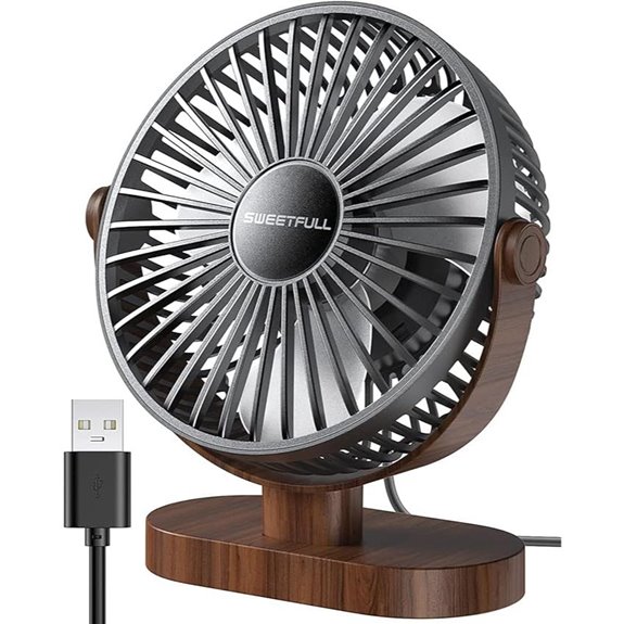 Sweetfull 6.5 USB Portable Desk Fan with 3 Speeds