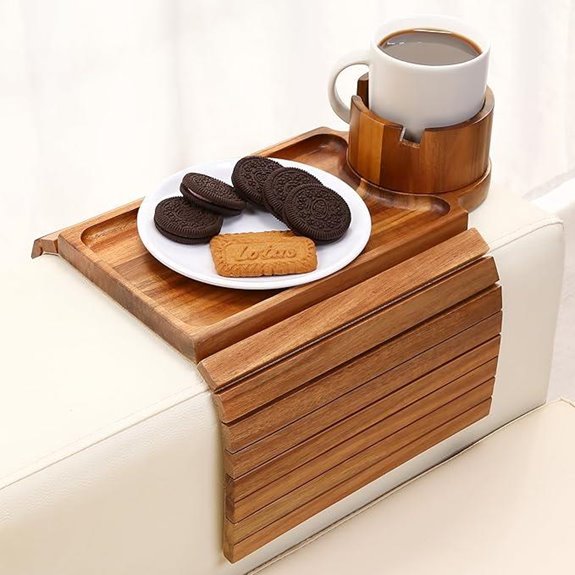 SINWANT Couch Armrest Tray with Cup Holder