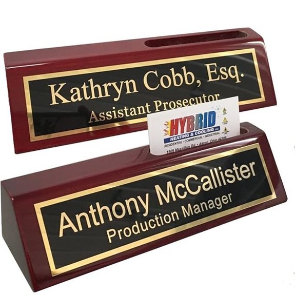 Personalized Desk Name Plate with Business Card Holder