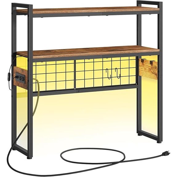 HOOBRO 2-Tier Desk Organizer with Outlets and Light