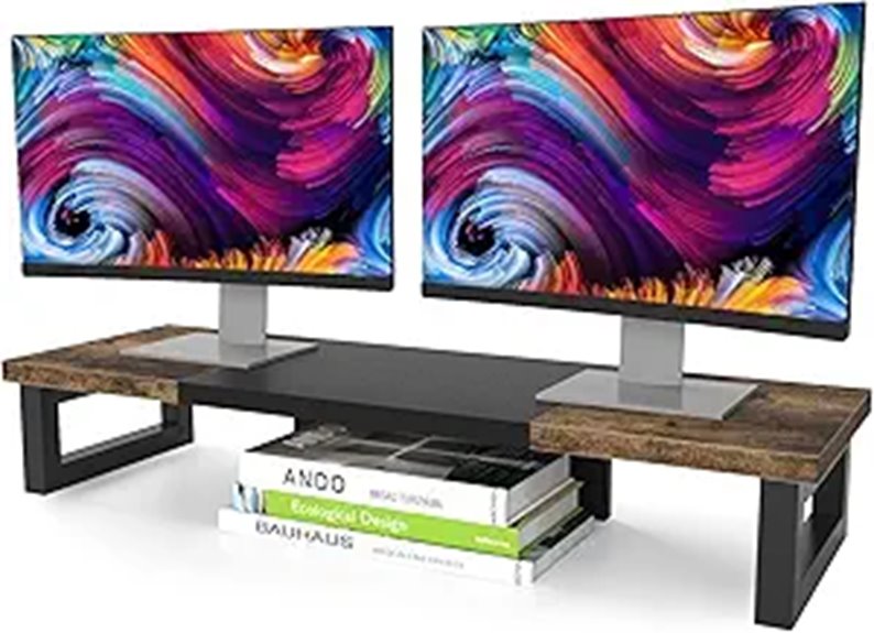 WESTREE Dual Monitor Riser Stand for Desktop Storage