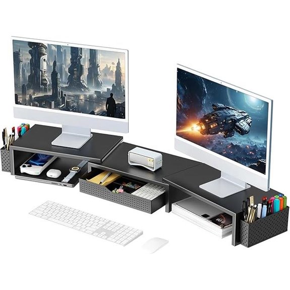 Gianotter Dual Monitor Riser with Drawer and Pen Holders