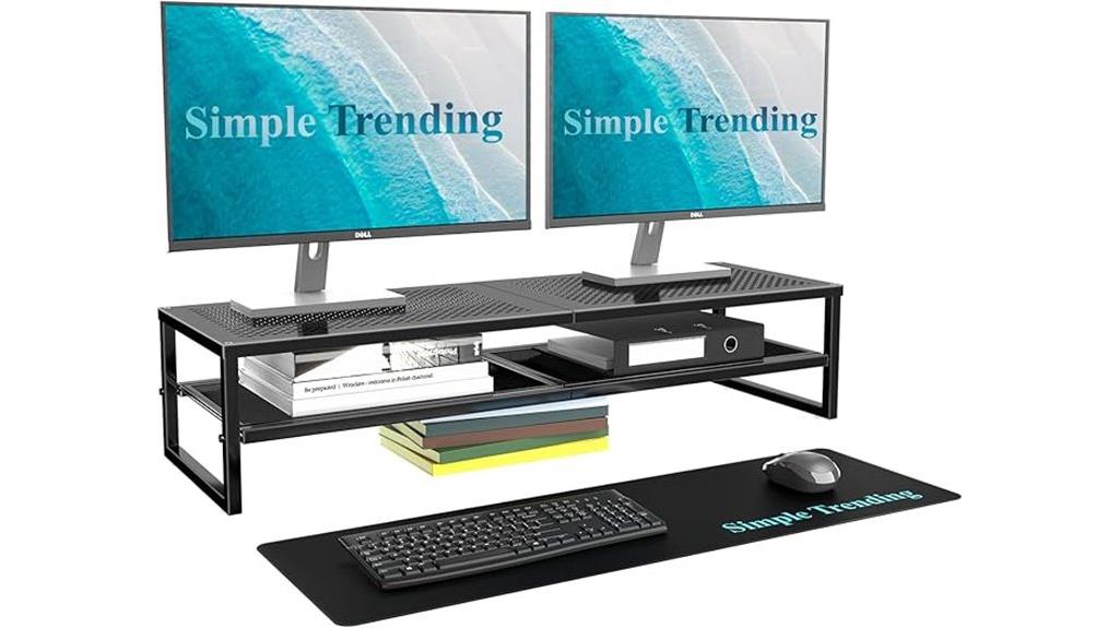 dual monitor riser with mouse