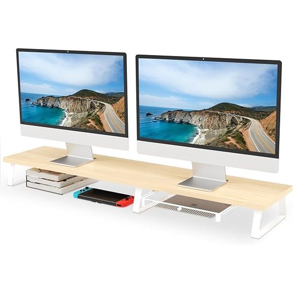 Aothia Dual Monitor Stand with Drawer and Storage