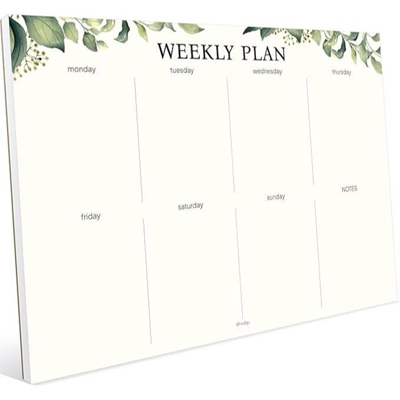 Undated Weekly Planner Notepad with Eucalyptus Design
