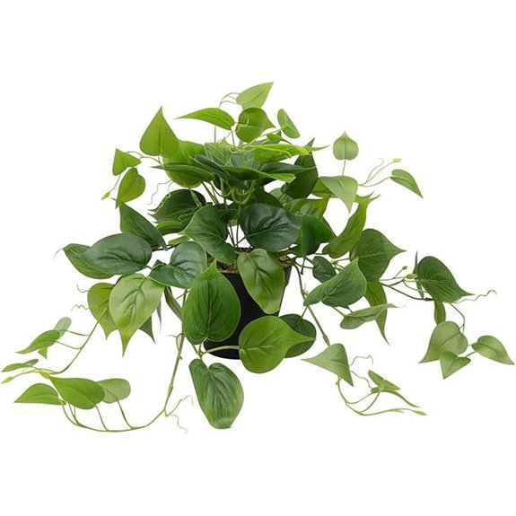 LOYWREE Faux Pothos Plants in Black Pots