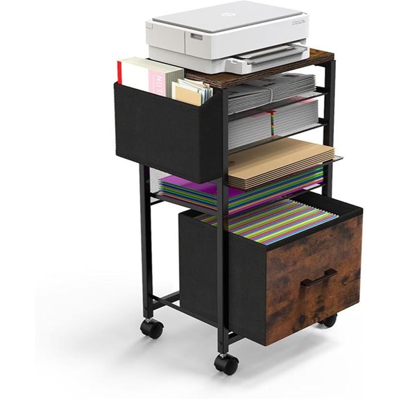 MoKo 5-Tier Rolling File Cart with Organizer