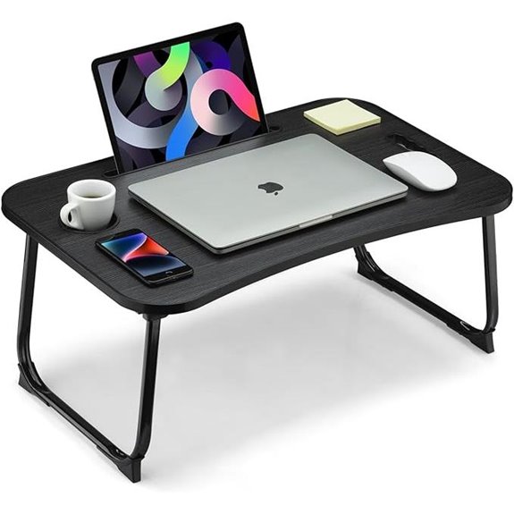 Foldable Laptop Bed Desk with Cup & Tablet Slot
