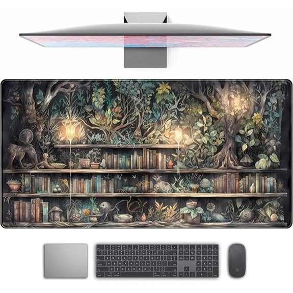 Forest Library Tree House Mouse Pad Desk Mat