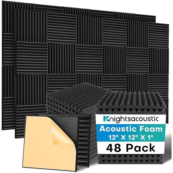48 Pack Acoustic Foam Panels with Self Adhesive